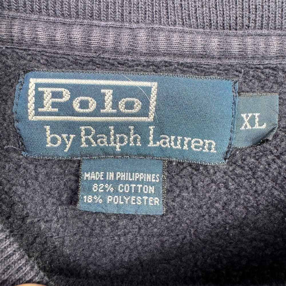 Vintage Polo Ralph Lauren Sweatshirt Men XL Navy Blue 90s Pullover V Stitch - Picture 4 of 8